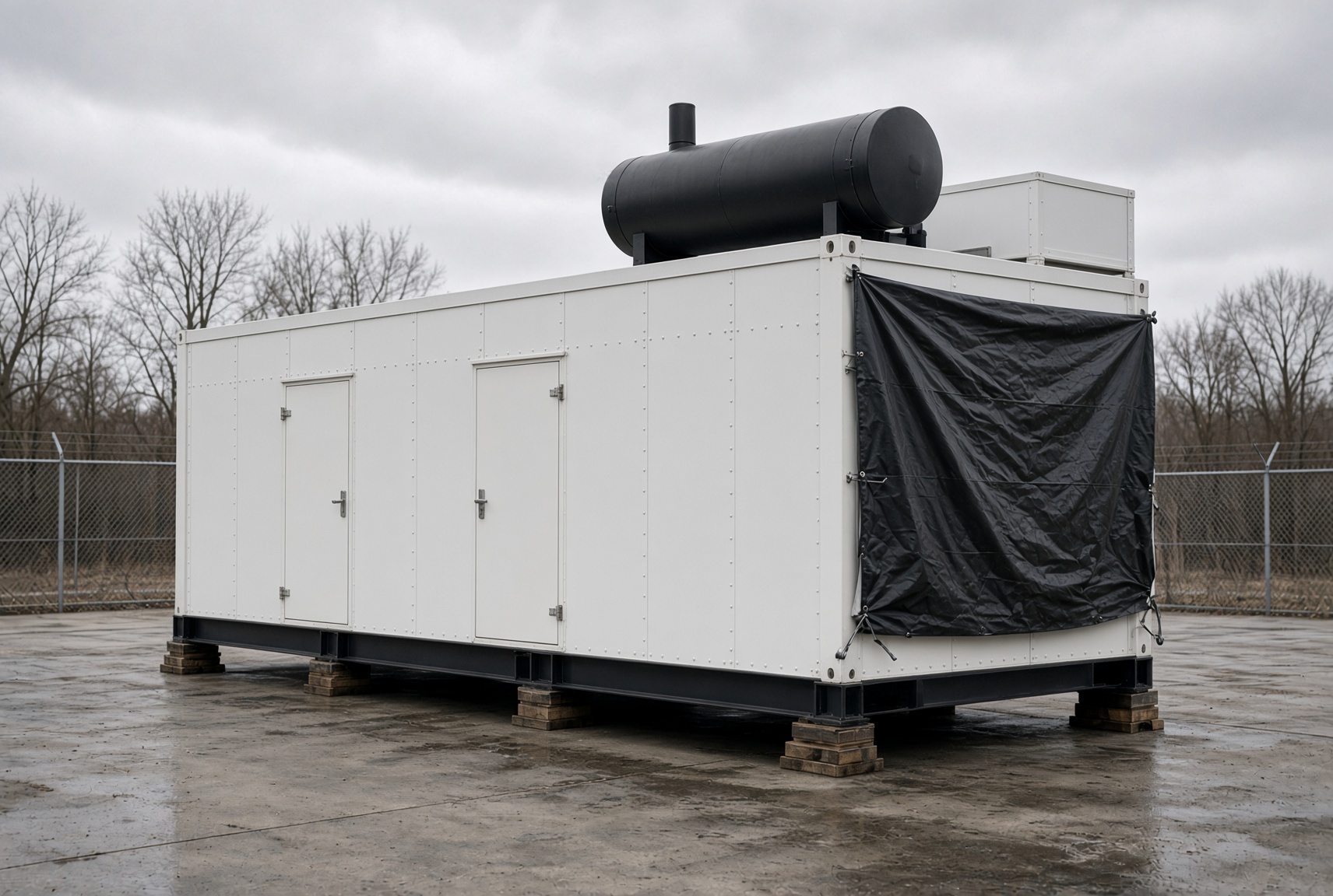 Custom outdoor generator enclosure for a data center